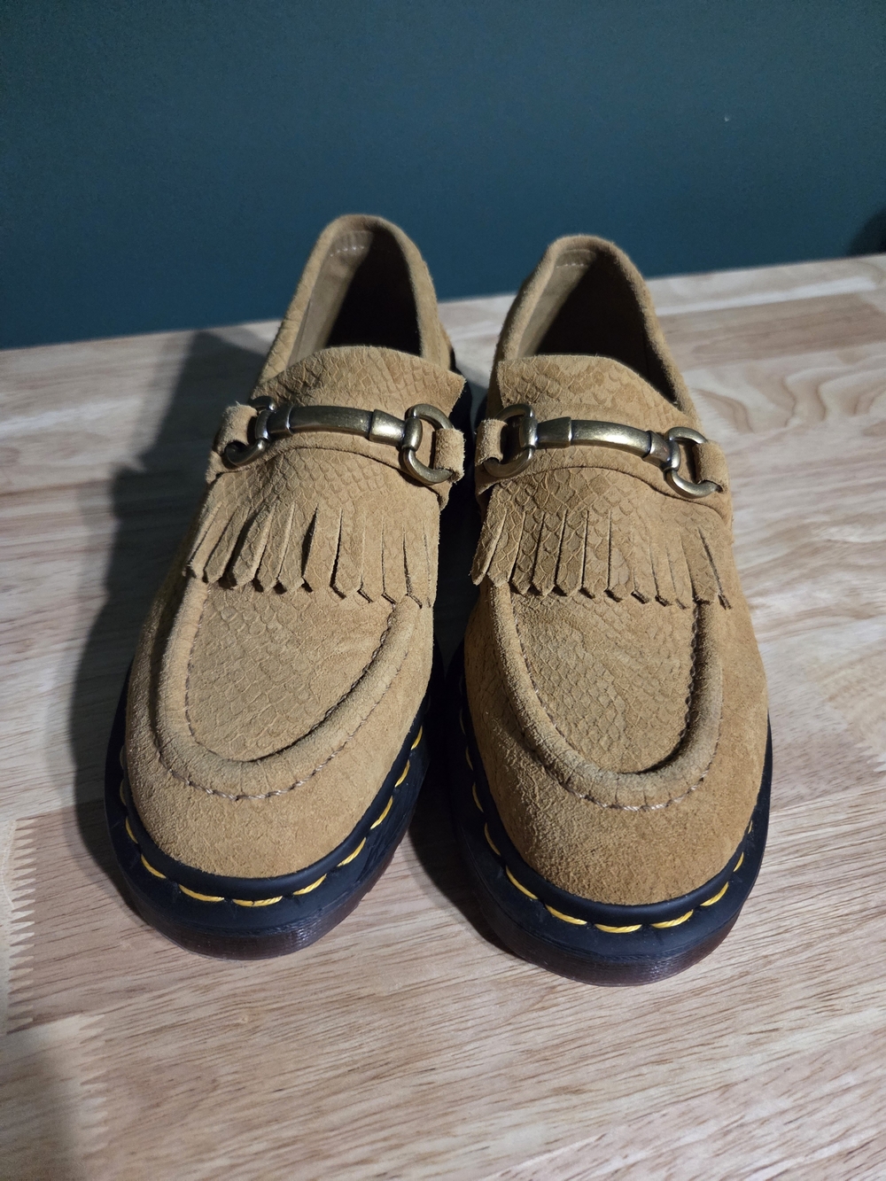NWOB Dr. Martens Adrian Snaffle Suede Kiltie Loafers in Tan - EU 38 US 7